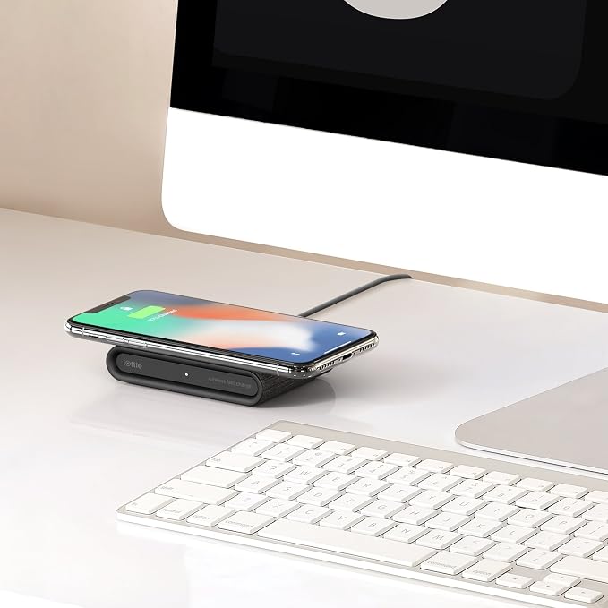 iOttie iON Wireless Mini Fast Charging Pad || Qi-Certified Charger 7.5W for iPhone XS Max R 8 Plus 10W for Samsung Galaxy S10 E S9 S8 Plus Edge, Note 9 | AC Adapter NOT Included | Charcoal