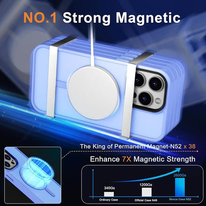 MOCCA Strong Magnetic for iPhone 12 Pro Max Case,[Compatible with Magsafe][Glass Screen Protector+Camera Lens Protector] Slim Thin Shockproof Cover Phone Case for iPhone 12 Pro Max 6.7",Blue