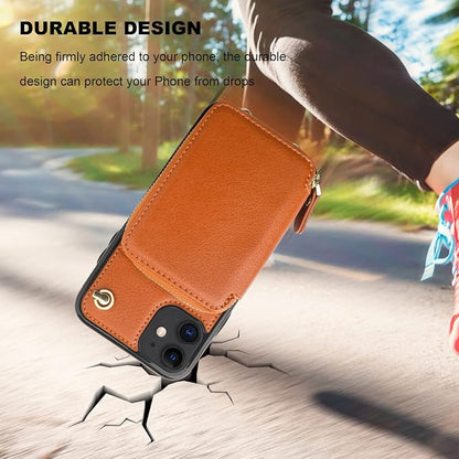 Bocasal Crossbody Wallet Case for iPhone 11, RFID Blocking Leather Purse Case with Card Holder, Protective Handbag Flip Cover with Zipper Wrist Strap Lanyard for Women 6.1 Inch (Brown)
