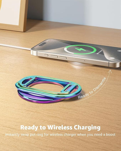 SUPERONE [2025 Upgraded] Mag Safe Phone Ring Holder, Adjustable Magnetic Kickstand & Removable Phone Grip Compatible with Wireless Charging Only for iPhone 17 & 16 & 15 & 14 & 13 Series (Colorful)