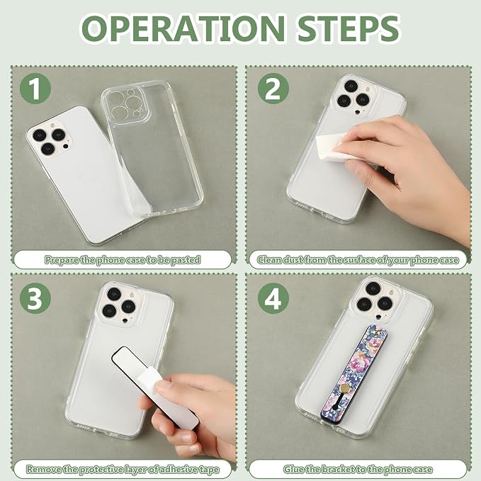 Weewooday 6 Pieces Phone Grip Holder Cell Phone Grip Strap Telescopic Finger Strap Stand Universal Finger Kickstand for Most Smartphones(Blossom)