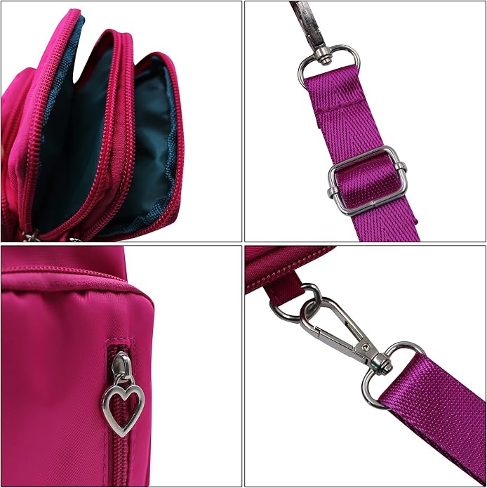 JUMISEE 3-Layers Crossbody Bag Cellphone Pouch Armband Wallet Nylon Smartphone Purse