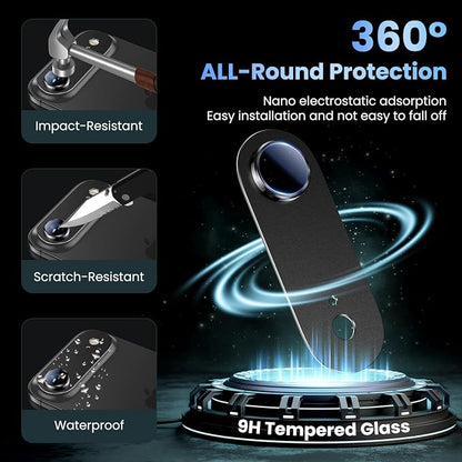 Uyiton Compatible with iPhone Air Camera Lens Protector - [Not Easy to Break][Strong Adsorption][Case-Friendly] Metal Tempered Glass Rear Camera Screen Cover - Space Black