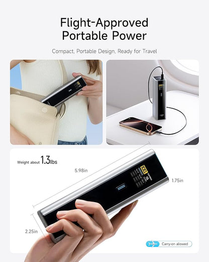 CUKTECH 15 Ultra Power Bank for Laptop, 20,000mAh 140W Portable Charger, Smart Display, External Battery for Outdoor Work and Travel, for iPhone 16/15, MacBook, Samsung, and More (Flight-Approved)
