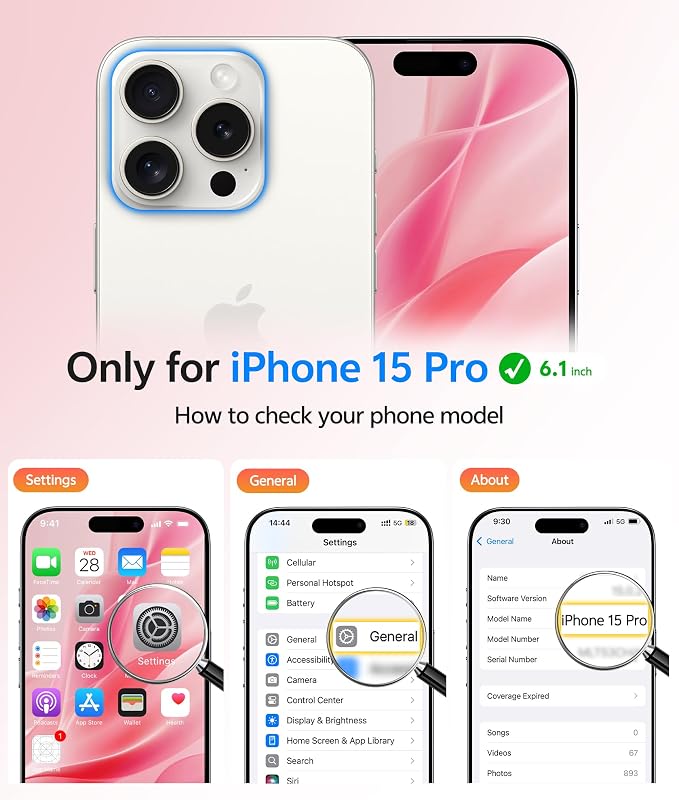 FNTCASE for iPhone 15 Pro Case: [Compatible with Magsafe] Translucent Matte Cases with [Full Camera Protection] [Screen Protector] Military Grade Shockproof Protective Phone Cover - Light Pink