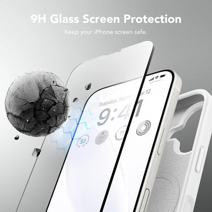 GONEZ Magnetic for iPhone 17 Case, Compatible with MagSafe, [Screen Protector + Camera Lens Protector], Liquid Silicone Anti-Scratch Shockproof Protective Phone Case 6.3 inch, White