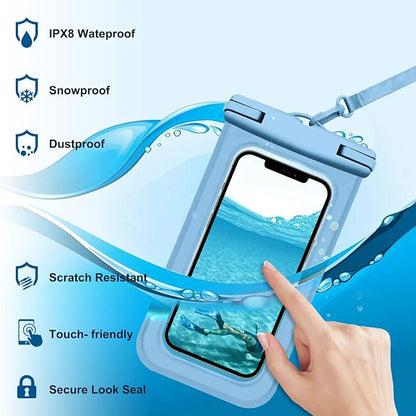 Janmitta Universal Waterproof Pouch[2 Pack],Underwater Dry Bag for iPhone 15/14/13/12,14/13/12 Pro Max,iPhone 12/13 Mini and Other Phones Up to 7.0",IPX8 Waterproof Case with Lanyard,Blue+Green