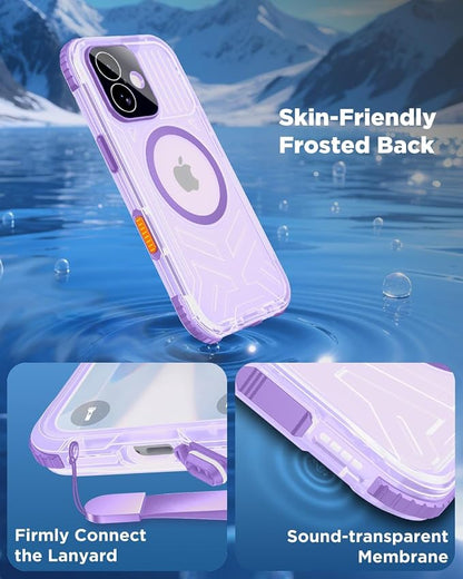 for iPhone 17 Waterproof Case with Magsafe, Built-in [Camera & Screen Protector] [Lanyard], IP68 Water Proof Full Body Dustproof Heavy Duty Frosted Protective Phone Cover, 6.1" Purple