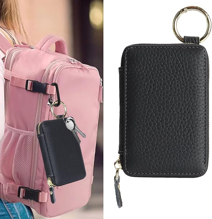 Cavor Compatible with MagSafe Wallet Genuine Leather Cash Wallets for Women, Magnetic Phone Wallet for iPhone 17 Pro Max/16/15/14/13/12, id Credit Card Holder with Mag safe Keychain-Black
