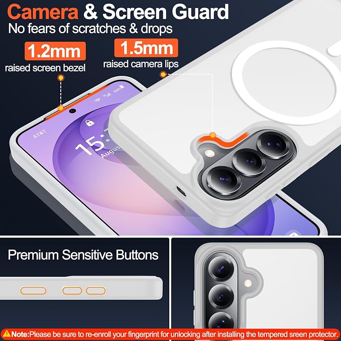 MOZOTER for Samsung Galaxy S26 Plus Case with Magnetic,[Compatible with MagSafe][12Ft Military Dropproof][2*Screen Protector] Translucent Anti-Slip Back Slim Shockproof Case for S26 Plus-Clear