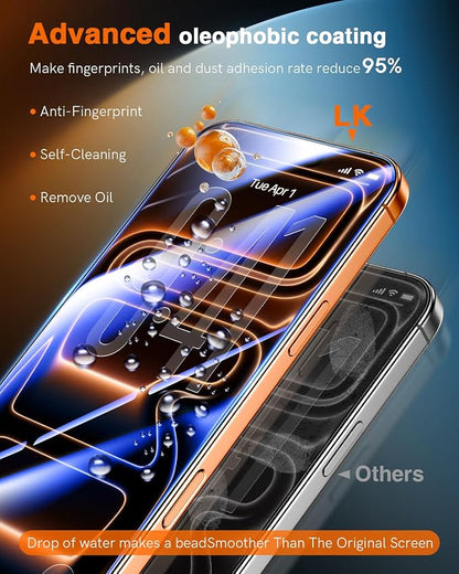 LK 2 Pack for iPhone 17 Pro Max Screen Protector Tempered Glass, Military Grade Shatterproof [Auto Dust-Elimination, 0 Dust & Bubbles] Anti-Scratch, Max Coverge Screen Protector for 17 Pro Max