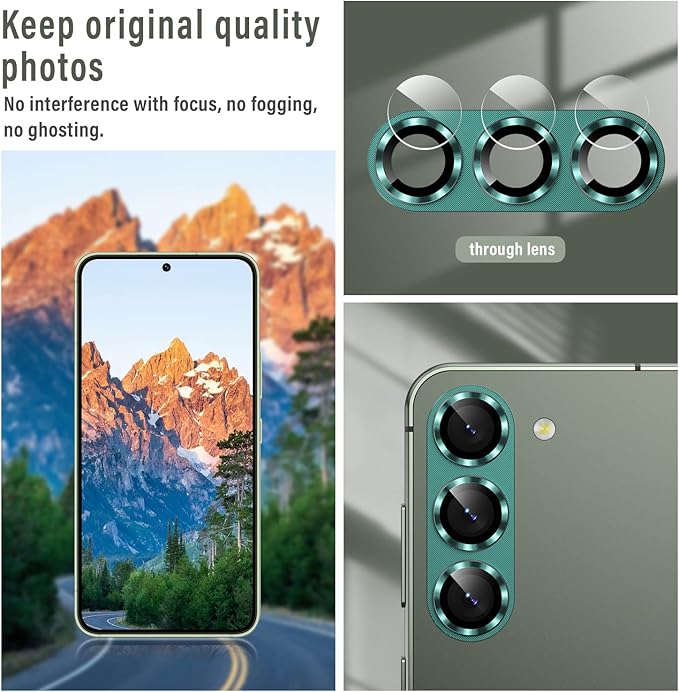 Korecase for Samsung Galaxy S23 / S23 Plus Camera Lens Protector Metal Tempered Glass Camera Cover, Strong Stickiness Rear Lens for Galaxy S23 / Samsung S23 Plus, Silver