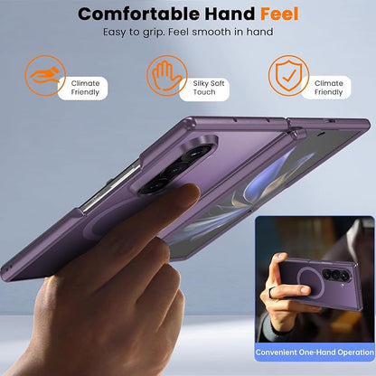 WRJ Magnetic for Samsung Galaxy Z Fold 8 Ultra Case,Dark Purple | Fit for Magsafe,Buit-in Screen Protector,Full Hinge Protection,Military Grade Drop Protection,Slim Shockproof Phone Case