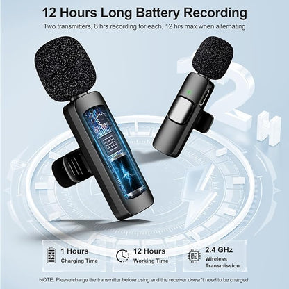 PoP voice USB C Mini Wireless Lavalier Microphone for iPhone/Android, Lapel Mic with Noise Reduction, Lav Mic for Video Recording, Tiny Microphone Content Creator Interview for Tiktok, YouTube, Vlog