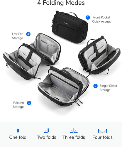 LUGGEX Electronics Organizer Travel Case, Tech Pouch with Crossbody Strap | Magnetic Design, Dual Accessories Bag, Straps, Hooks, Front pocket, Water Resistant, Waterproof pocket, CBX01 Beige