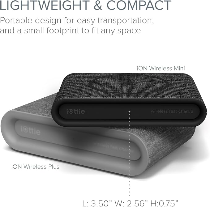 iOttie iON Wireless Mini Fast Charging Pad || Qi-Certified Charger 7.5W for iPhone XS Max R 8 Plus 10W for Samsung Galaxy S10 E S9 S8 Plus Edge, Note 9 | AC Adapter NOT Included | Charcoal