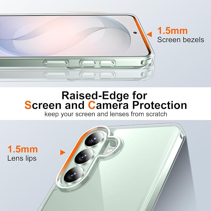 SPIDERCASE Designed for Samsung Galaxy S26 Case, [10 FT Military Grade Drop Protection], 2 Pack [Tempered Glass Screen Protector+Camera Lens Protector] Heavy Duty Shockproof Case,Clear