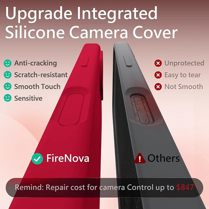 FireNova Magnetic for iPhone 17 Case, Compatible with MagSafe, [Integrated Silicone Camera Control Button] [Camera Protection] Anti-Scratch Microfiber Lining Phone Case, 6.3", Deep Red