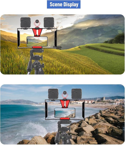 Smartphone Video Rig, Phone Video Stabilizer Grip Vlogging Cage with Cold Shoe 1/4 Screw Hole, Phone Handheld Rig for Videomaker Film Maker Video Grapher Live Recording