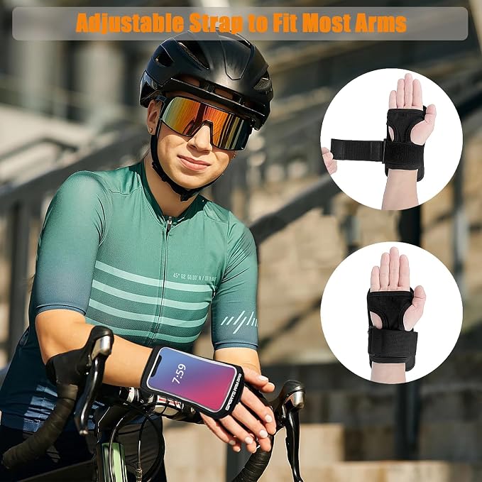 Wristband Phone Holder for Running - Forearm Phone Armbands - Running Armband with Card Slot for iPhone Pro Max Plus 17/16/15/14/13 Pro Max Samsung Galaxy S23/S22, Cell Phone Holder up to 7" (Black)