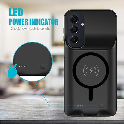Battery Case for Galaxy A16/A17, 10000mAh High Capacity Portable Charger Case, Rechargeable Smart Battery Pack Compatible with Galaxy A16 A17 6.7 inch Charging, Support Wireless & Carplay - Black