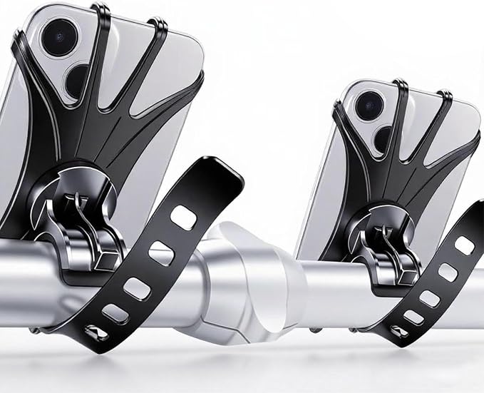2026 Bike Phone Mount 2 Pack, 360° Rotation Silicone Phone Holders for iPhone and Samsung, for Most Smartphones and Handlebars, Easy Install - Black Upgraded Universal Bike Cell Phone Holder