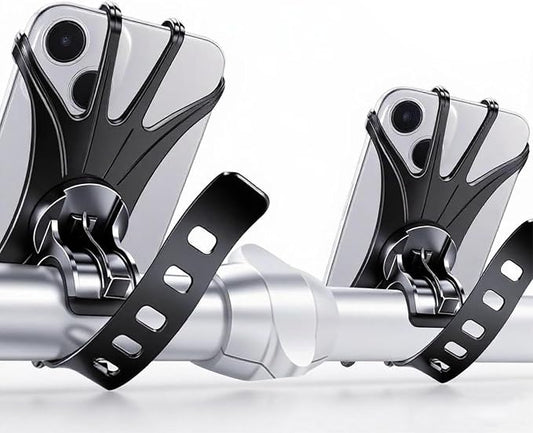 2026 Bike Phone Mount 2 Pack, 360° Rotation Silicone Phone Holders for iPhone and Samsung, for Most Smartphones and Handlebars, Easy Install - Black Upgraded Universal Bike Cell Phone Holder