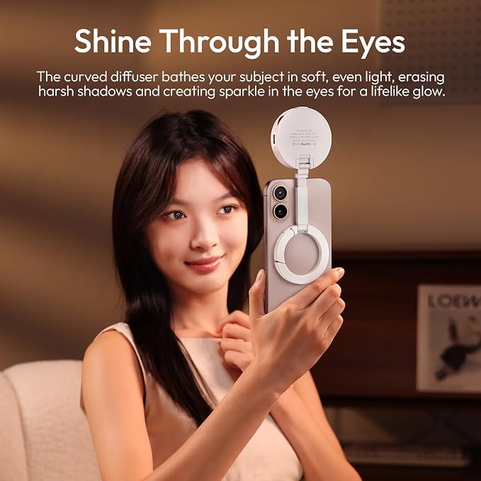 ULANZI ML05 Phone Light, Dual-Sided Magnetic Cell Phone Selfie Lights for iPhone/Android, 9000K CRI≥97 360° Smartphone LED Beauty Ring Fill Light for Computer, Laptop, Webcam, Video Recording, Photo