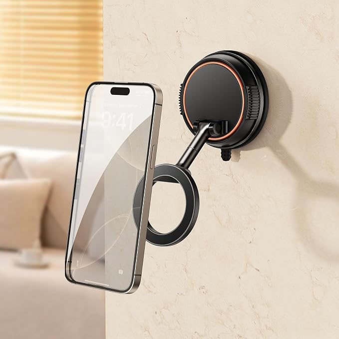 Vacuum Suction Cup Phone Mount,Hands-Free Magnetic Shower Cell Phone Holder,Adjustable Phone Suction Grip for Mirror/Car Dashboard/Gym,Compatible with MagSafe iPhone 16/15/14/13/12 (X20)