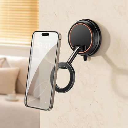 Vacuum Suction Cup Phone Mount,Hands-Free Magnetic Shower Cell Phone Holder,Adjustable Phone Suction Grip for Mirror/Car Dashboard/Gym,Compatible with MagSafe iPhone 16/15/14/13/12 (X20)