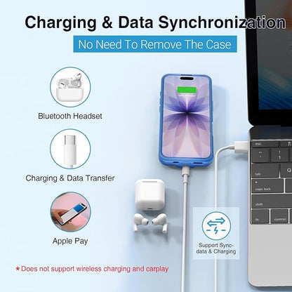 BOPPS Battery Case for iPhone 17,Ultra-Powerful 8500mAh Portable Rechargeable Protective Extended Charger Cover for iPhone 17 Charging Case-6.3inch，Blue