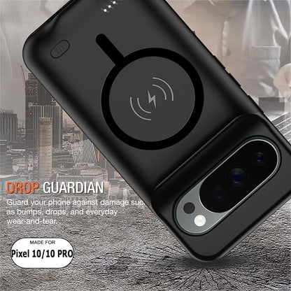 Battery Case for Google Pixel 10/10 Pro,10000mAh Rechargeable Portable Charging Case with Wireless Charging Compatible for Google Pixel 10/10 Pro (6.3 inch) Extend Battery Pack Charger Case (Black)