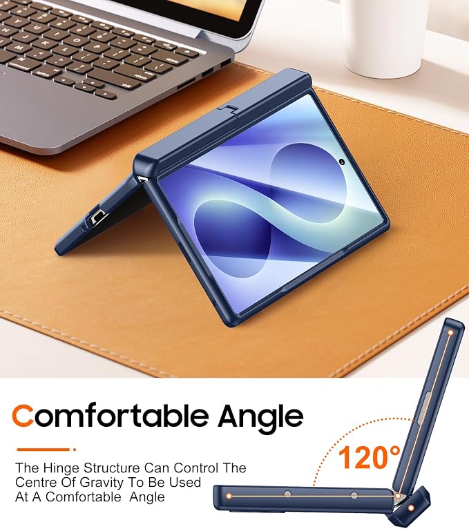 SPIDERCASE for Samsung Galaxy Z Fold 8 Case,Built-in [Screen Protector] [Hinge Protection] [Kickstand] Full Body Protective Phone Case for Galaxy Z Fold 8 - Blue