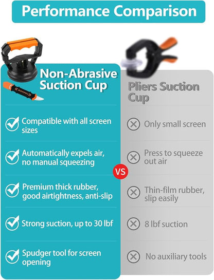 Electronics Screen Opening Kit for Mid-Size: Extra-Large and Stronger Anti-Slip Suction Cup for iPad & Laptop, Spudger & Step-by-Step Guide Included