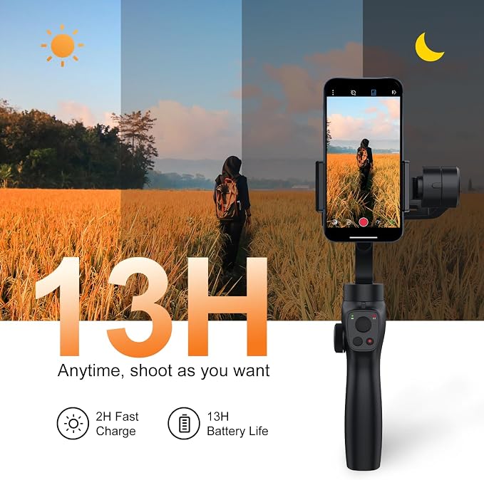 FUNSNAP Gimbal Stabilizer for iPhone, Phone Gimbal w/Focus Wheel Face Tracking for 16 15 Pro Max Android 3-Axis Phone Stabilizer for Video Recording Vlog