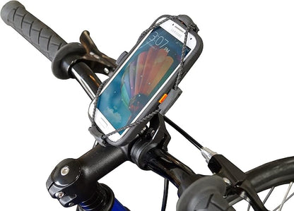 BiKase ElastoKASE Universal Bike Phone Mount, Flexible Rubber Handlebar Holder for Smartphones, Secure Shock Cord Grip, Fits iPhone & Samsung Galaxy, Ideal for E-Bikes