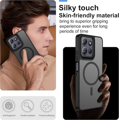 for Motorola Moto G Power 2025 Case Magnetic,Translucent Matte Compatible with Magsafe [Military-Grade Protection] with Screen Protector Shockproof Protective Case for Moto G Power 2025-Black