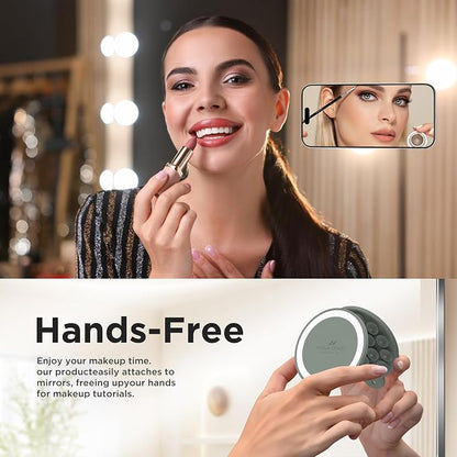 Magnetic Suction Cup Phone Mount with MagSafe, Silicone Hands-Free Grip Holder for iPhone Case and Android, Mirror Shower Phone Stand for Makeup FaceTime Gym Kitchen Bathroom, Calke Green