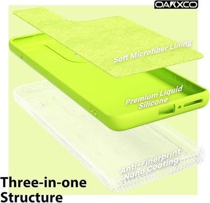 Oakxco for Motorola Moto Edge 2024 Phone Case Liquid Silicone, Neon Bright Solid Color, Thin Slim Soft Rubber Gel Matte TPU Plain Simple Protective Cover for Women Girl Cute Aesthetic, Neon Green Lime