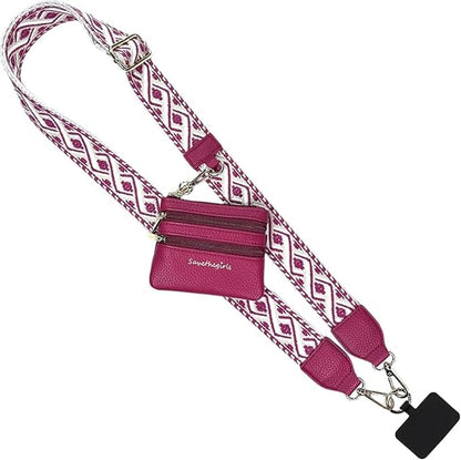 Save the Girls Original Clip and Go Phone Strap Pattern - Crossbody Phone Strap Chain with Zipper Wallet Pouch