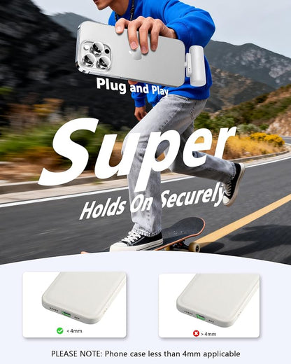 Miady 2-Pack Mini Portable Charger Built-in Connector Compact Battery Pack | 5000mAh PowerBank丨Not for Android丨Lightweight丨for Travel丨Compatible with iPhone 14/13 Series丨Flight-Safe丨18Wh丨Black+Black