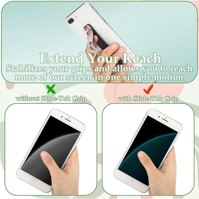 Weewooday 6 Pieces Phone Grip Holder Cell Phone Grip Strap Telescopic Finger Strap Stand Universal Finger Kickstand for Most Smartphones(Floral Color)