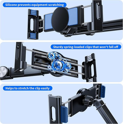 Car Tablet Headrest Holder,[3 in 1 Long Arm + Two Hook ] iPad Car Mount for Back Seat,Car Accessories Backseat Road Trip Essentials for Kids,for 4-13" Devices,iPad Pro,Air,Mini,Galaxy,Switch