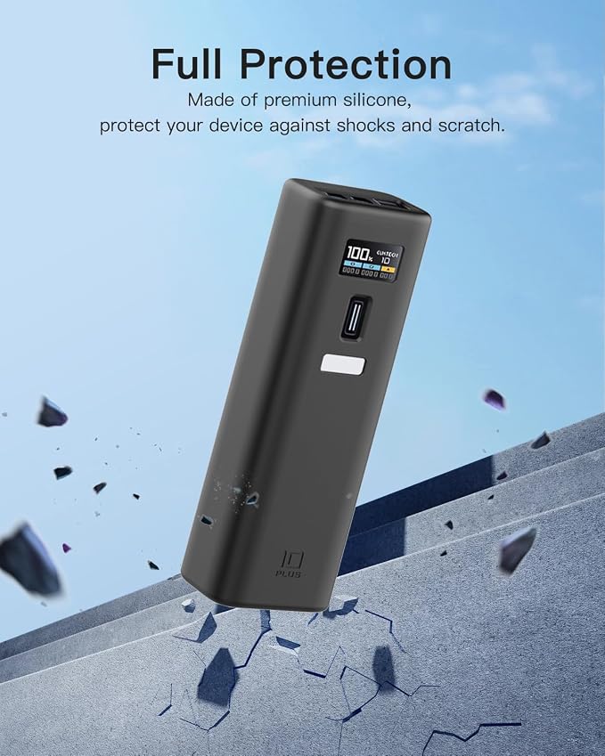 Case Cover for CUKTECH 10 Power Bank 10000mAh, Full-Body Protective Cover for CUKTECH NO.10 Power Bank,Drop-Proof,Scratch-Proof,Shock-Proof,Black