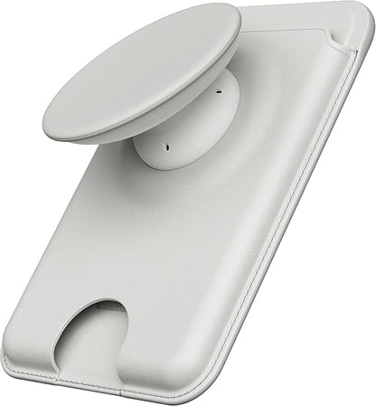 Sinjimoru for MagSafe Phone Grip, Compatible with MagSafe Wallet, Soft Magnetic Finger Grip, with 3 Card Holder for iPhone, M-Tap Tok Wallet Grey