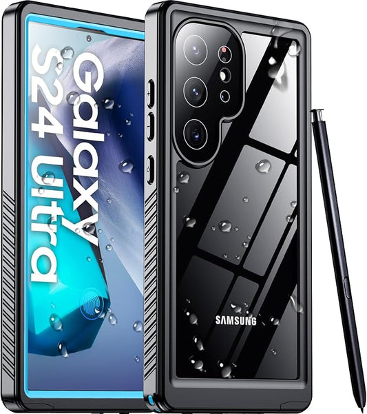 Temdan Designed for Samsung Galaxy S24 Ultra Case,Waterproof Built-in Lens & Screen Protector [Full Body Shockproof][Military Drop Proof][IP68 Underwater] Phone Case for S24 Ultra 5G-Blue (2024)
