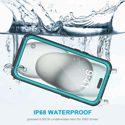 Lanhiem for iPhone 15 Plus Case, IP68 Waterproof Dustproof Shockproof Cases with Built-in Screen Protector, 360 Full Body Protective Front and Back Cover for iPhone 15 Plus - 6.7 inch (Blue)