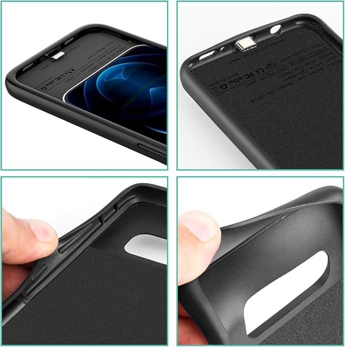 JCK 7000mAh Battery Case for iPhone 14 Plus 14 Pro Max 13 Pro Max 12 Pro Max Ultra Slim Battery Charging Case Rechargeable Anti Fall Protection Charger Cover 6.7'', Support Apple Pay, CarPlay, BX12