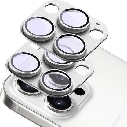 2-Pack Shatterproof Camera Lens Protector for iPhone 15 Pro/15 Pro Max |AR Tempered Glass Strong Adsorption Metal Camera Cover Screen(Silvery)