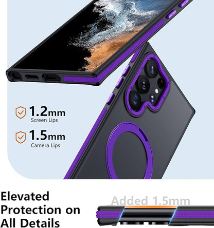 for Samsung Galaxy S22 Ultra Case, Magnetic Adjustable Ring Stand [Fit for Magsafe], [Military-Grade Shockproof Protection] Phone Case for S22 Ultra Case with Kickstand&Ring Holder (Purple)